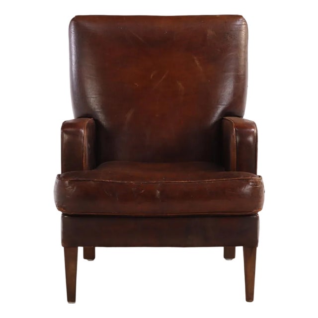 A Dutch Classic Leather Club Chair, C. 1960. For Sale