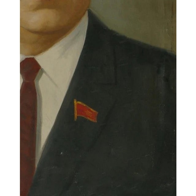 Antique Male Portrait Oil Painting, Socialist Realism, Ukrainian Art 100-80 For Sale - Image 6 of 6
