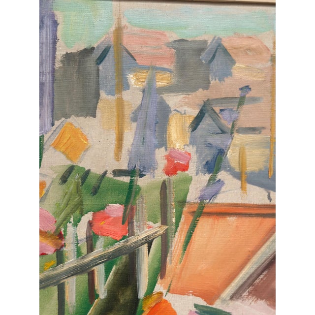 Carl Gunne, Figure by a Fence with Flowers, 1950s, Oil Painting on Canvas, Framed For Sale - Image 8 of 18