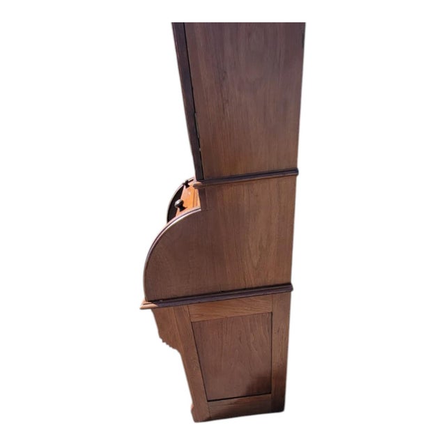 19th C American Walnut Secretary Bookcase Cabinet Roll Top Desk Refurbished For Sale - Image 16 of 18