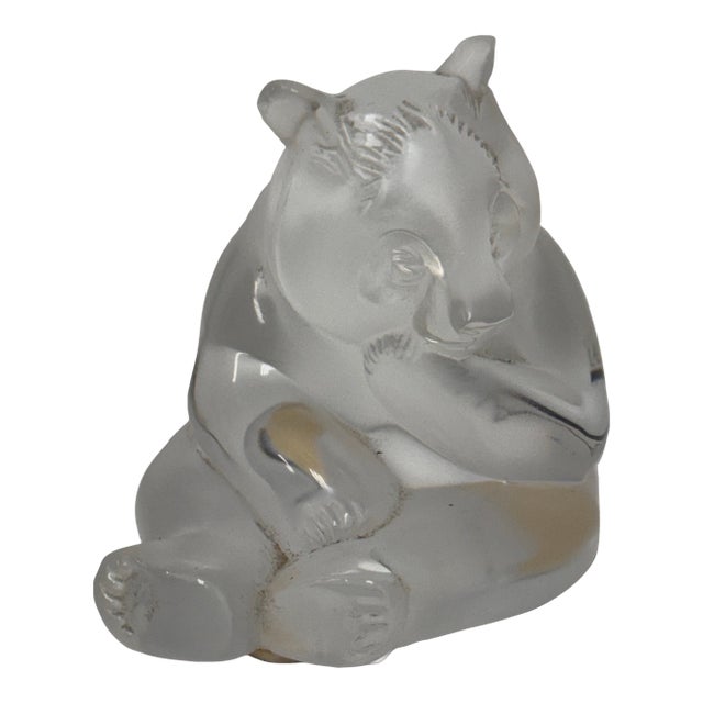 Lalique Crystal Panda Sculpture For Sale