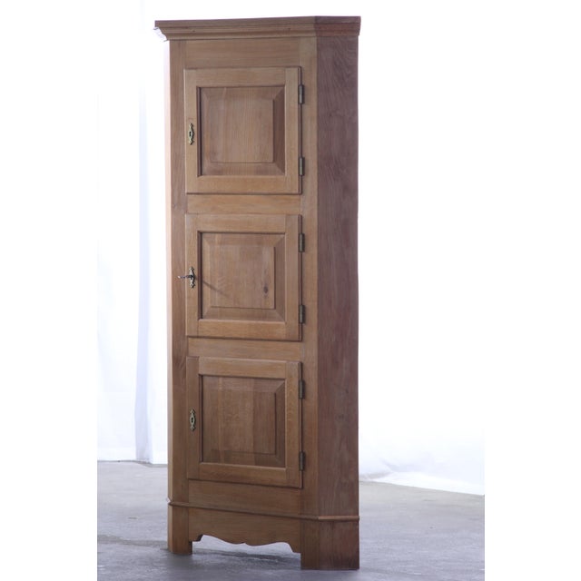 Mid-Century Modern Brutalist Light Oak Corner Cabinet in the style of Kjærnulf, 1960s For Sale - Image 12 of 17