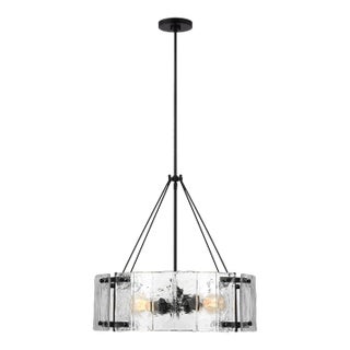 Alexa Hampton By Visual Comfort Studio Calvert 4-Light Medium Chandelier in Aged Iron For Sale
