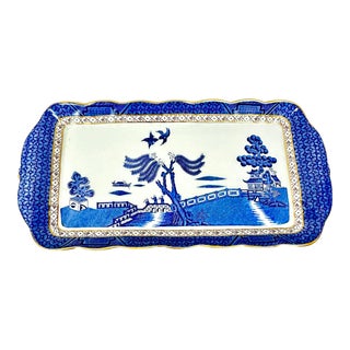 Vintage Royal Doulton Blue Willow Serving Tray For Sale