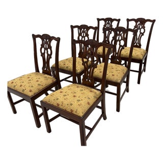1960s Set of 6 Maitland Smith Hickory Chair Chippendale Mahogany Dining Chairs For Sale