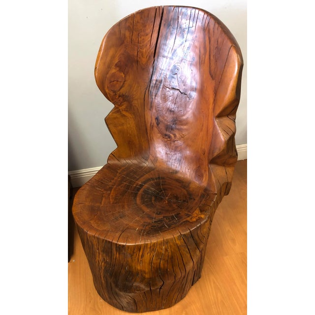 Monumental Hand-Carved Solid Tree Trunk Organic Modern Sculptural Chair For Sale - Image 11 of 11