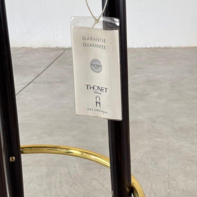 Art Deco Revival Bar Stools with Brass Footrest from Thonet, Vienna, 2002, Set of 3 For Sale - Image 11 of 14