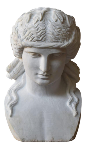 Hand-Carved Bust of Dionysus, 20th Century, Marble