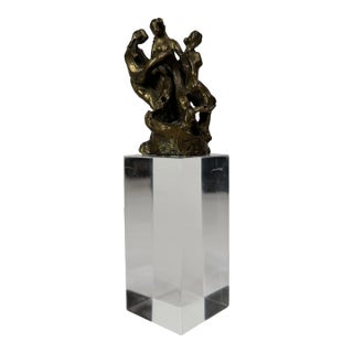 1970's Modern Bronze Figure Sculpture by M. Gristauts For Sale