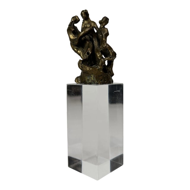 1970's Modern Bronze Figure Sculpture by M. Gristauts For Sale