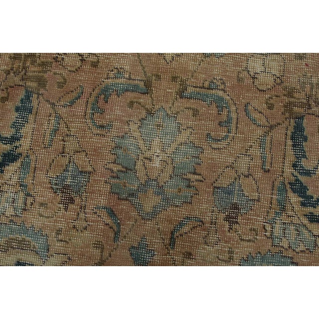 Tabriz Rug 9’10” X 12’7” Pink Wool Vintage Distressed Hand-Knotted Carpet For Sale - Image 4 of 15