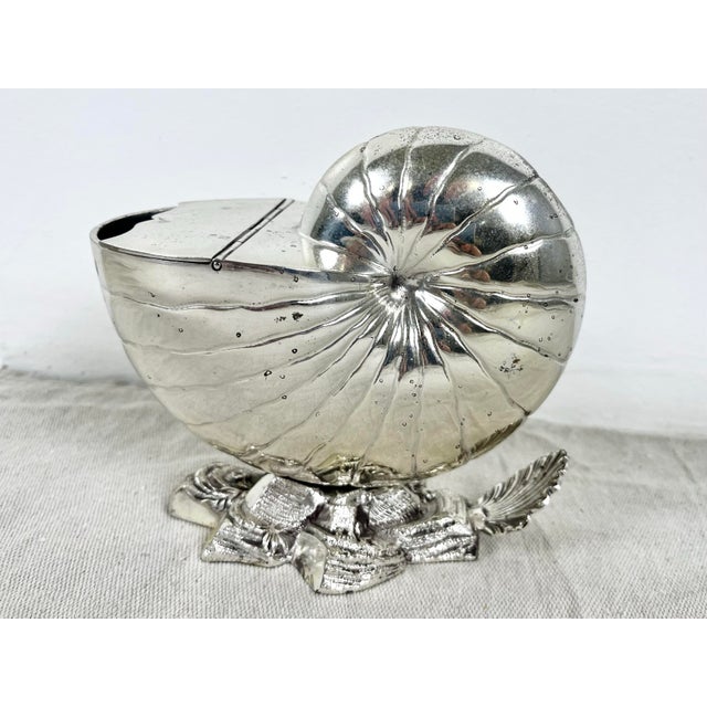 Antique Hukin & Heath Silver Plate Nautilus Shell Spoon Warmer For Sale - Image 4 of 11
