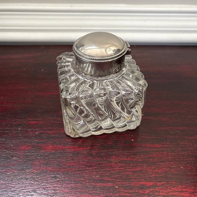 Victorian Antique Crystal Ink Well For Sale - Image 3 of 9