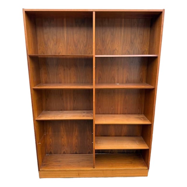 Mid Century Modern "Poul Hundevad" Teak Wood Double Bookcase For Sale