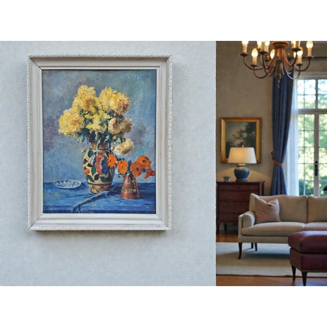G. Gagneau, Composition with Dahlias and Gerberas, 1933, Oil on Board For Sale - Image 10 of 18