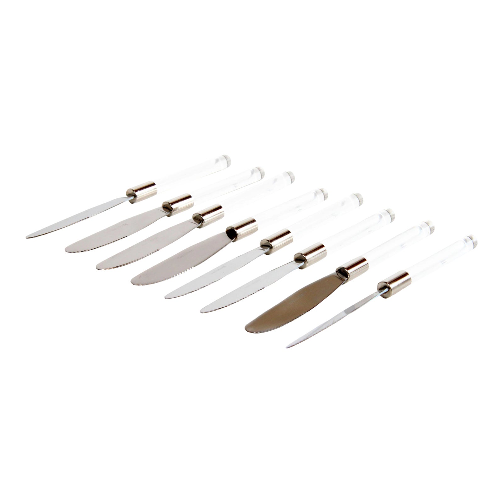 Vintage Lucite Handled Stainless Steel Table Knives - Set of 8
