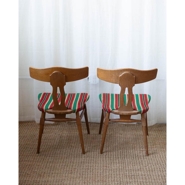 1960s Henning Kjaernulf Attributed Oak and Wood Dining Chairs - A Pair For Sale - Image 5 of 12