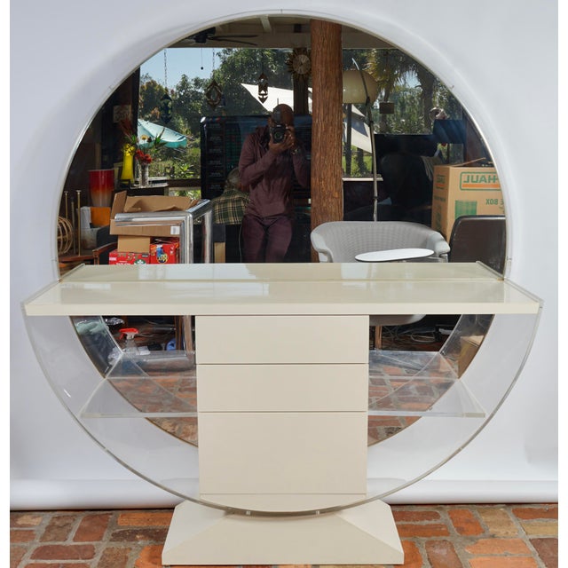 Wood Mid 20th Century Art Deco Modernist Dressing Mirrored Vanity in the Style of H. Pander & Zonen For Sale - Image 7 of 8
