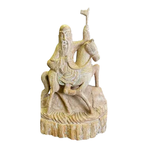 1970s Burmese Wood Figure of Man and Horse