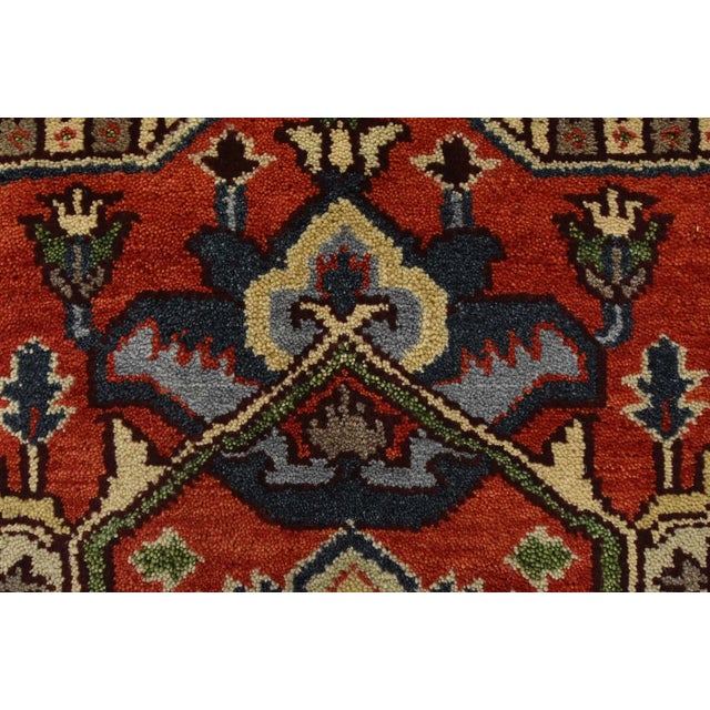Serapi Rug 9’2” X 11’11” Blue Wool Tribal Hand-Knotted Oriental Carpet For Sale - Image 9 of 12