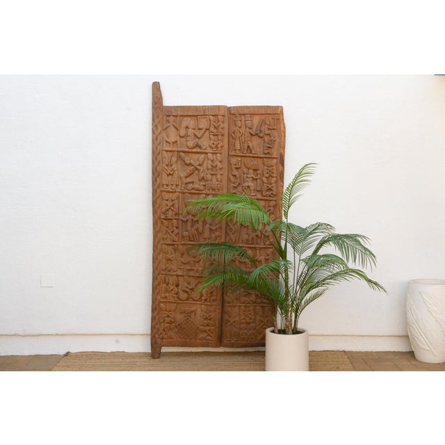 Wood Grand Finely Carved Yoruba Panel Palace Door For Sale - Image 7 of 7