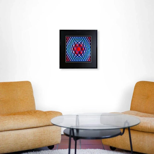 Stunning serigraph by French-Hungarian op-art master Vistor Vasarely.The print was made in 1972 by Editions du Griffon in...