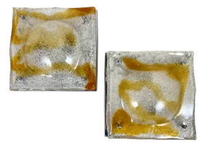 Vintage Murano Glass Abstract Wall Sconces from Mazzega, Italy, 1960, Set of 2