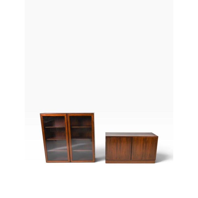 Mid-Century Modern Mid 20th Century Danish Modern Rosewood Hutch Bookcase by Omann Jun, Model 10 | Glass Doors For Sale - Image 3 of 11
