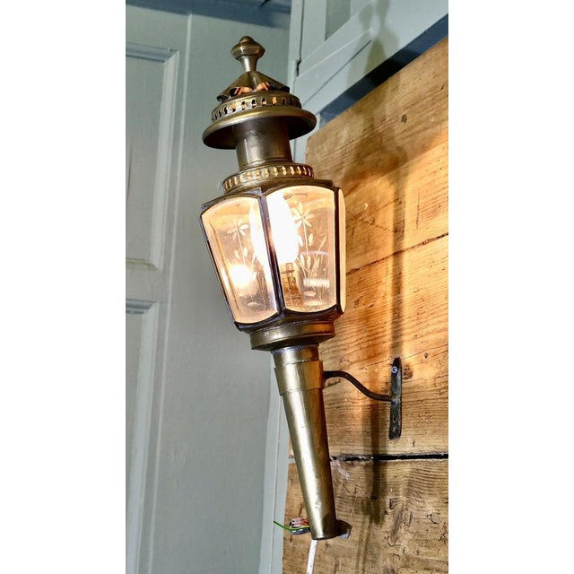 French Brass Carriage Wall Lantern For Sale - Image 5 of 8