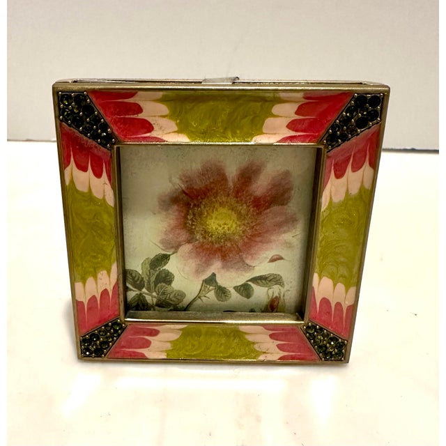 2000 - 2009 Jay Strongwater Pink & Green Square Frame For Sale - Image 5 of 5