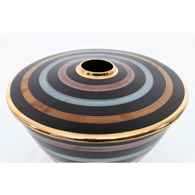 Ceramic Set of 4 Yapacunchi Ceramica Black Striped With Gold Accent Ceramic Vessels For Sale - Image 7 of 10