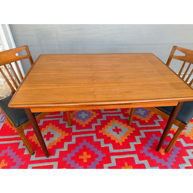 Mid-Century Modern Teak and Walnut Draw Leaf Extending Dining Table For Sale - Image 3 of 9