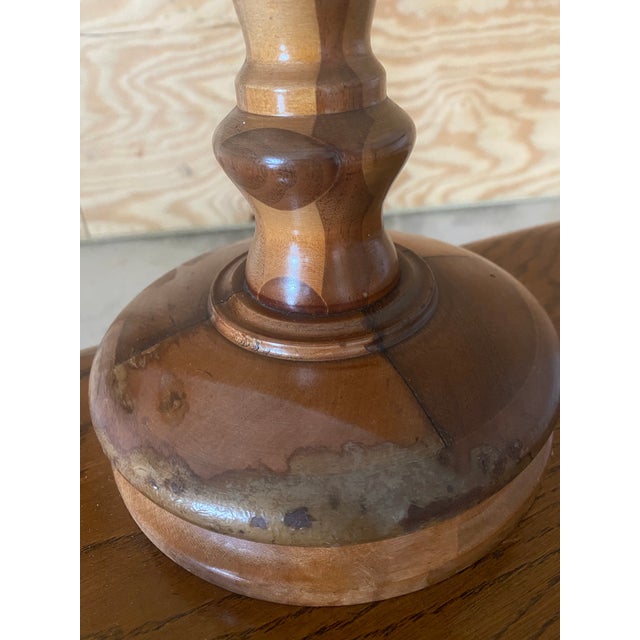 Charming Pleated Shade on Carved Wood Turned Lamp For Sale - Image 9 of 10