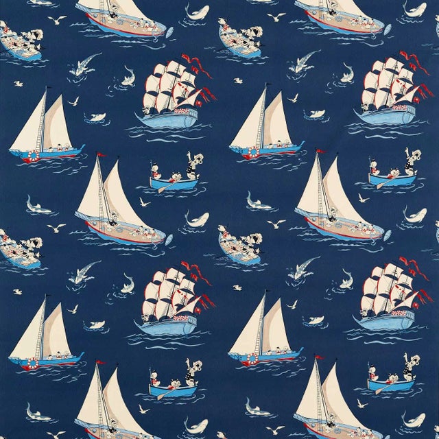 Sanderson Donald Nautical Fabric in Night Fishing - a Sample For Sale