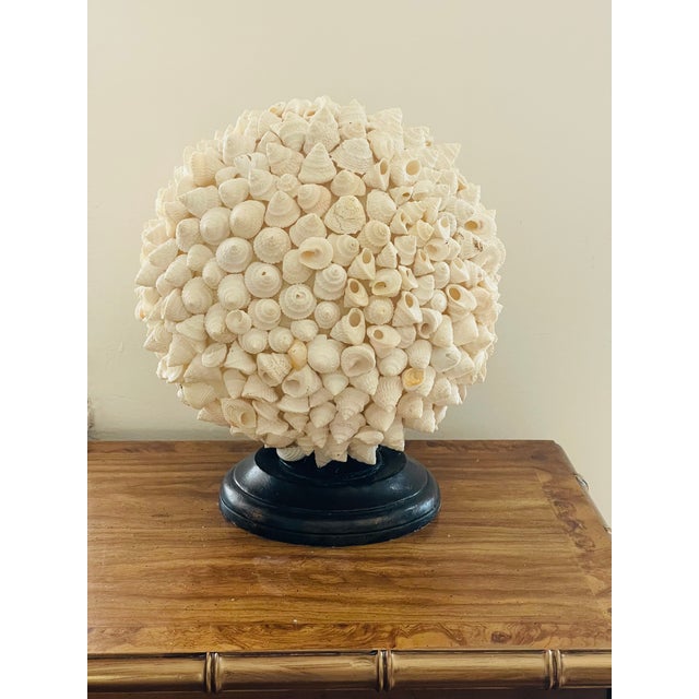 12 “ Large sea shells encrusted globe for coastal home decor.