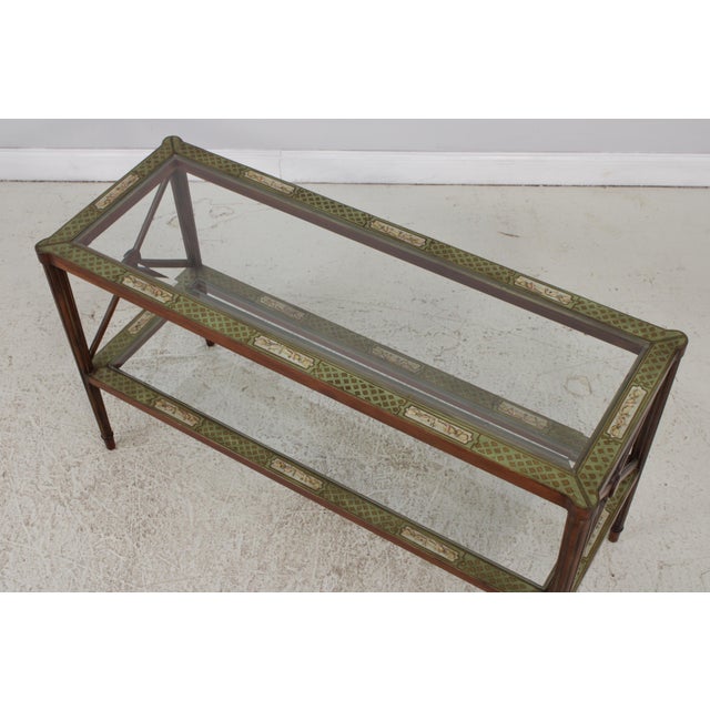 1990s Paint Decorated Glass Top Console Sofa Table For Sale - Image 5 of 13