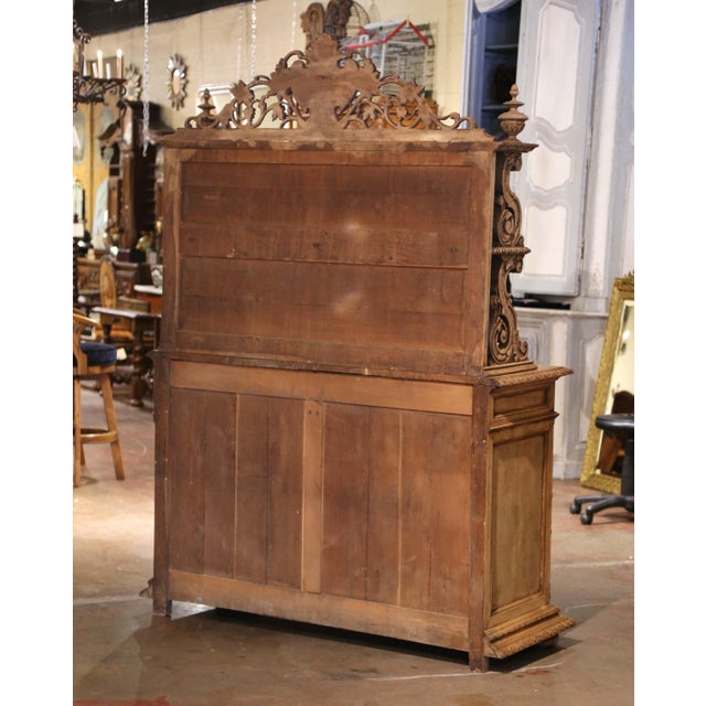 19th Century French Black Forest Carved Bleached Oak Hunt Buffet Desserte For Sale - Image 11 of 12