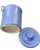 Blue Vintage French Country Periwinkle Blue Ceramic Lidded Canister & Striped Spoon After Digoin Sarreguemines For Sale - Image 8 of 13
