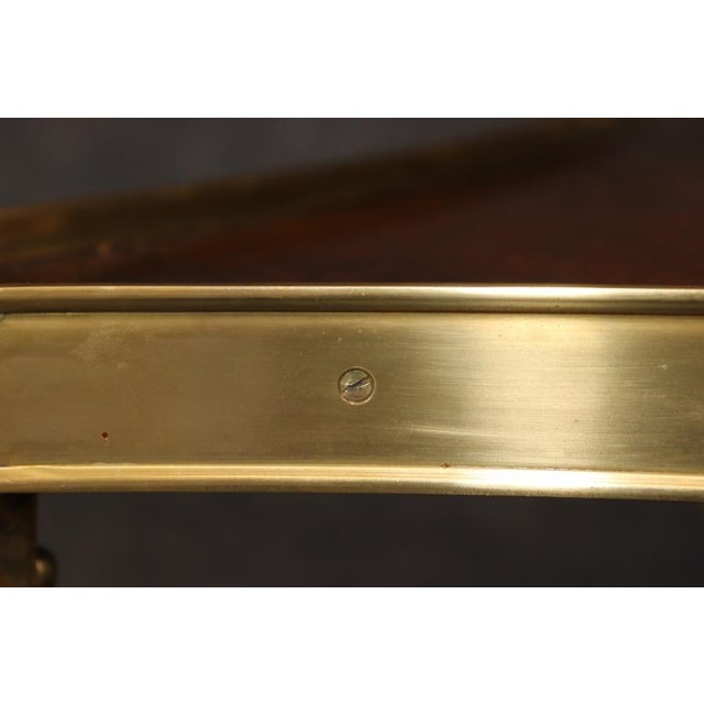 Brown Pair of Directoire Style Brass Ramshead Two Tier Gueridon End Tables For Sale - Image 8 of 13