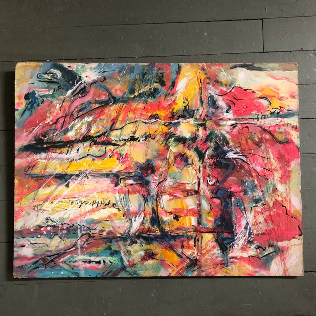 Original Vintage Abstract Landscape Painting 1970’s For Sale - Image 9 of 9