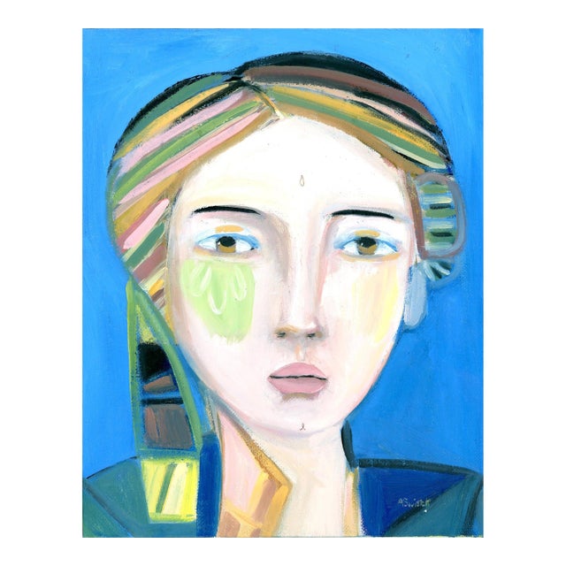 Cecilia Gallerini Cubist Abstract Oil Portrait by Alexandra Swistak For Sale
