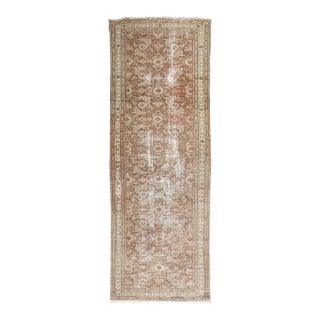 Early 20th Century Soft Brown Persian Malayer Worn Runner - 3'4" x 9'8" For Sale