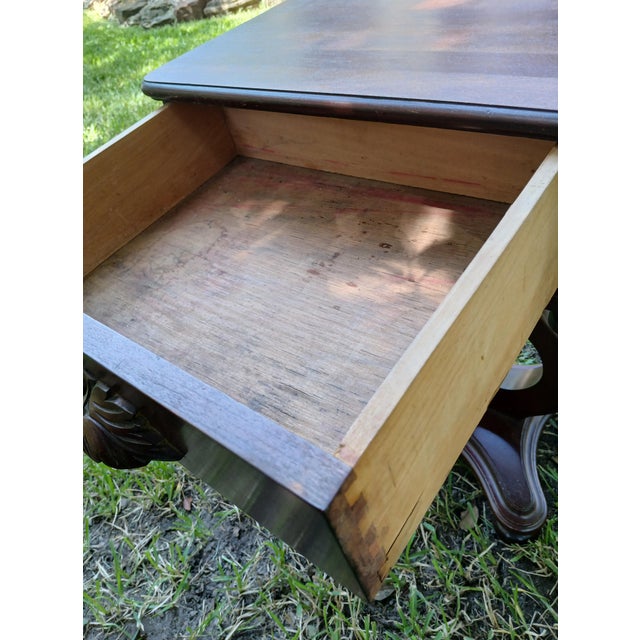 Auburn Mid 20th Century Pair Carl Forslund Cherry Lyre Tables For Sale - Image 8 of 9