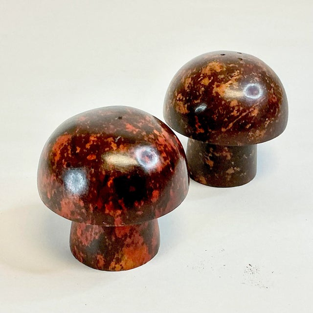 Stone 1970s Vintage Minimalism Italian Marble Mushroom Salt & Pepper Shakers - A Pair, Thanksgiving For Sale - Image 7 of 12