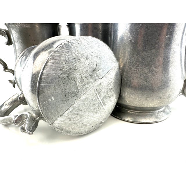 1940s Solid Pewter Beer Tankards- Set of 8 For Sale In Little Rock - Image 6 of 10