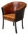Georgian Style, Distressed Brown Leather, Stained Wood, Tub Chair, Usa, 1960s For Sale