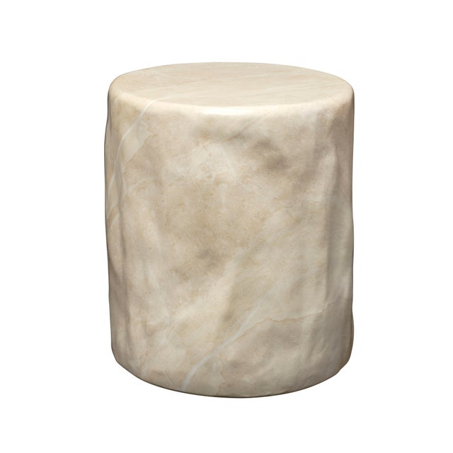 Cedar Side Table, Marbled Cream For Sale