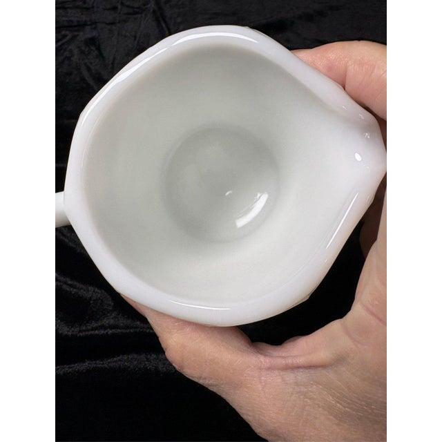 Westmoreland Milk Glass Creamer Pitcher Paneled Grape Pattern Footed For Sale In Dallas - Image 6 of 8