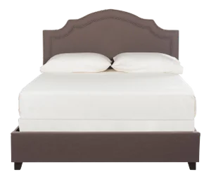 Upholstered Bed in Dark Taupe & Brass in Full