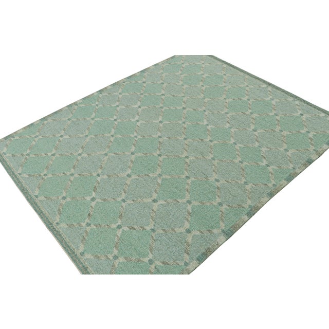 Rug & Kilim 2010s Rug & Kilim’s Scandinavian Style Kilim in Blue & Gray Geometric Patterns For Sale - Image 4 of 8